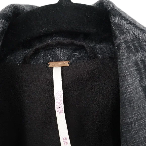 Free People Longline Denim Vest Womens XS Gray Aztec Belted Boho Southwestern - Picture 11 of 16